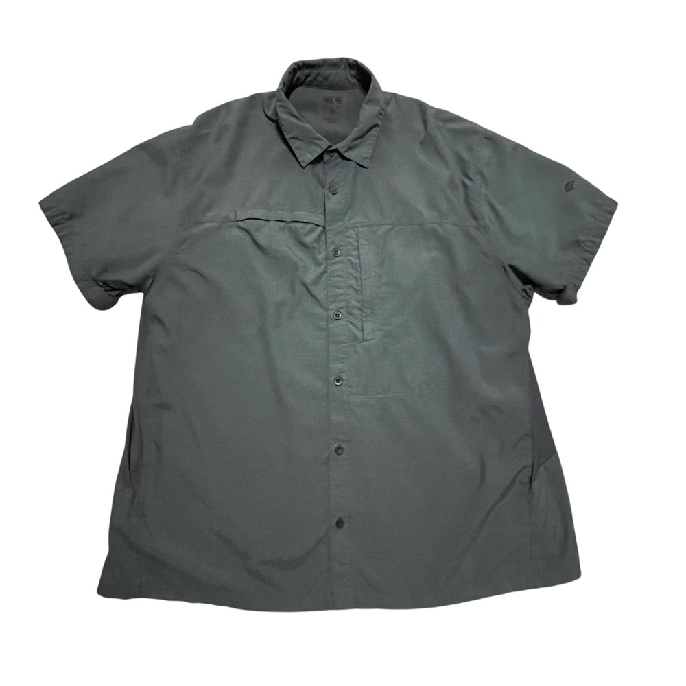 Mountain Hardwear Mens Short Sleeve Hiking Shirt Blue Button Up XL